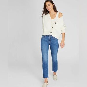 NWT - MOTHER Denim Mid Rise Rider Ankle Fray Jeans